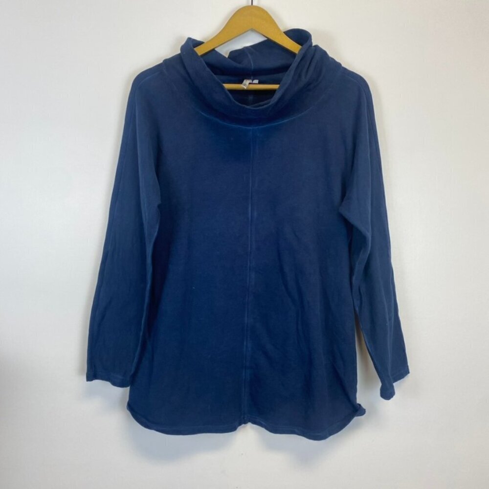 Lulu B Blue Mock Neck Long Sleeve Top